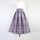 Purpdrank - 2023 Autumn New Trend Korean Style Clothes Ladies Social Elegant Mori Girl Small Fresh Purple Flower Print High Waist Long Skirt