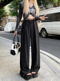 Purpdrank  High Quality Wide Leg Pants Women Streetwear Black Baggy Suit Pants Summer Korean High Waist Casual All Match Straight Trousers