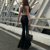 Purpdrank  European and American hot girls summer new solid color high waist long slim flared pants women's casual trousers