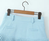Purpdrank  3 colors Y2K Solid White Package Hips Spliced Pleated Mini Skirt Sexy Low Waist Short Skater Skirts With Shorts Lining