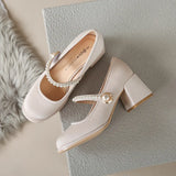 Purpdrank  Branded Pumps 2025 Lolita Shoes Chunky Sandals Gold  Heels All-Match Shallow Mouth Square Toe Slip On Clogs for Women Fashion Sp