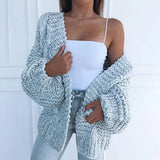 Purpdrank  Luxury Knitted Cardigan Women Lazy Sweater New V-neck Long Sleeve Cardigan Autumn Knit Coat Fashion Winter Warm Outerwear Solid