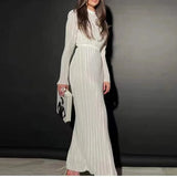 Purpdrank  Autumn Winter Women Folds Party Dress Elegant Sexy Long Sleeve Corset Evening Dress Turtleneck Graduation Gala Cocktail Dress