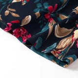 Purpdrank  Women's Floral Print Sexy Dress - Cross V Neck Long Sleeve Belted Midi Dress for Spring Summer