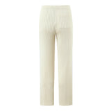 Purpdrank  New Autumn Fashion Rib Knit Wide Leg Pants for Woman Bow Lacing up Elastic Waist Straight Loose Trousers Yoga Bottom Beige Pink