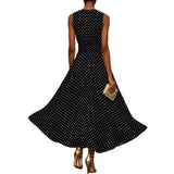 Purpdrank  Elegant Polka Dot Long Dress Women Summer Fashion Sleeveless O-neck Maxi Dresses Casual