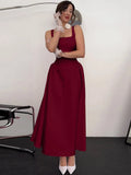 Purpdrank  Sleeveless Backless Bodycon Zipper Straps Pleated Long Dress Solid Sexy Elegant Maxi Dress Party Club Prom Summer Outfit