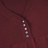 Purpdrank  Casual Basic Ribbed Knitted Sweater Solid V-Neck Button Front Long Sleeve Pullover Women Autumn Winter Y2K Streetwear Lady