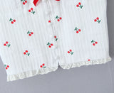 Purpdrank  Sexy White Red Fruit Tie Bow Halter V neck Open Buttons Slim Tank Top Women Spliced Lace Hem Sleeveless Backless Tee Summer Vest