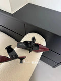 Purpdrank  Elegant Bowknot Low Heel Modern Slippers for Women Pointed Toe Backless Slide Sandals Female Elegant Dress Mueller Pumps Ladies