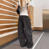 Purpdrank  Lightweight Plaid Wide Leg Pants Women's Bubble Cloth Pants Summer Casual Trousers Cleanfit Knife Edge Patterned Trousers