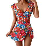 Purpdrank  Summer Bikini Women Full Coverage Sexy Backless Solid Deep V Swimming Swimsuit Sexy Bikini Swim Dress Trend Plus Size