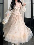 Purpdrank  French Elegant Summer Women Dress Chic Romantic Print Princess Evening Dress New Fashion Female Lace Patchwork Fairy Dress 2025