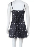 Purpdrank  Women's Sexy Polka Dot Satin Slip Mini Dress Spaghetti Strap Lace Trim Bodycon Cami Dress