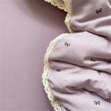 Purpdrank  INS Flower Bedding Set Soft Washed Cotton Bed Sheet Queen King Size Duvet Set Skin-friendly Comforter Set Pillowcase Bed Linens