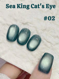 Purpdrank  6-Color 12ML Sea Blue Cat Eye Gel Nail Polish Adhesive Autumn Blue Glass Bead Cat Eye Nails Nail Art Nail Supplie