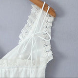 Purpdrank  White 3D Dot Spliced Lace Tie Bow Tassel Sexy Corset Women Summer Tank Tops Lacing up Bandage Strap no Button Crop Top