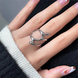 Purpdrank - Punk Geometric Irregular Liquid Lava Waterdrop Shaped Open Rings For Women Vintage Silver Color Metal Rings Personality Jewelry