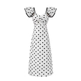 Purpdrank  Sexy White Black Polka Dot Print Ruffles Off Shoulder Dress Women Ruched Chest Slim Waist Midi Dresses Robe Holiday Vestidos