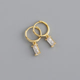 Purpdrank - 2PC Stainless Steel Little Huggies Hoop Earrings For Women Tiny Crystal Zirconia Pendant Cartilage Earrings Piercing Jewelry