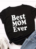 Purpdrank  Women's Loose round Ne ort Sve Cotton T-irt Thin Mom Ever Best Mom Ever Street Sle Print Creative Design Spring Su...