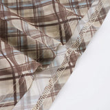 Purpdrank  Women's Summer Spring Half Skirt Plaid Mesh Low Waist Color Blocking See-through Thin Retro Simple Loose Casual Design Fashion