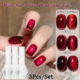 Purpdrank  10ML Red Wine Cat Magnetic Gel Nail Polish Glitter Semi Permanant Soak Off UV LED Gel Varnish For Manicure DIY Nail Supplies