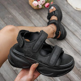 Purpdrank  Silver Chunky Platform Sports Sandals for Women 2025 Summer Hook Loop Wedge Heel Sandals Woman Thick Bottom Casual Sandles Mujer