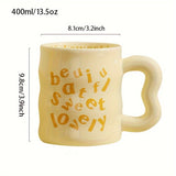 Purpdrank  Ceramic English Alphabet Mug with Irregular Handle Coffee Cup Cute Couple Drinkware Coffee Milk Mug Creative Festival Gifts