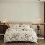 Purpdrank  4Pcs Luxury Butterfly Blooming Flowers Print Bedding Set 100% Egyptian Cotton Duvet Cover Set Bed Sheet/Fitted Sheet Pillowcases