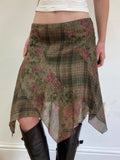 Purpdrank  Y2k Sexy Low Waist American Retro Print Plaid Patchwork Irregular Streetwear Fashion Skirts