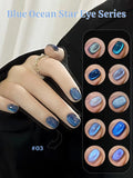 Purpdrank  12ML 10-Color Blue Series Blue Eyes Star Sea Cat Eye Gel Nail Polish New Summer Flash Lamp Cat Eye Nail Polish Nail Art