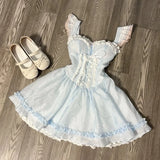 Purpdrank  Summer Sweet Fairy Slim Blue Dress Women Y2k Design Lace Sling Mini Dresses Fashion Female Elegant Vintage Chic New Outfits 2025