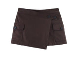Purpdrank  Spring Summer Cargo Low Waist Shorts Skirts for Women Safari Short Trousers Side Pockets  Casual Street Bottom Deep Brown