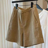 Purpdrank  Summer Vintage Cotton and Linen Women's Wide Leg Shorts 2025 New High Waist Solid Casual Loose A-line Short Pants Female