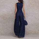 Purpdrank  Summer Vacation Striped Pint Jumpsuits Woman Elegant O Neck Off Shoulder Hollow Rompers Spring High Waist Pockets Loose Overalls