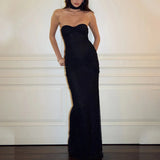 Purpdrank  Evening Party Dresses for Women Rhinestone Off Shoulder Strapless Twist Front Bodycon Dress with Choker Club Dresses