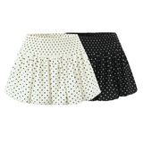 Purpdrank  Summer Sweet Polka Dot Print Mini BUD Skirt Women Elastic Waist Ball Gown Swing Skater Short Skirts Party Girl Beige Black
