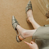 Purpdrank  New Sexy Pointed Toe Women Sandals Spring Summer Slingback Pumps Low Heels Genuine Leather Fashion Office Party Shoes Woman