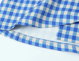 Purpdrank  Fashion Women Blue Plaid Slit High Waist Skirt Women Side Zipper Package Hips A-line Short Skirts Femme
