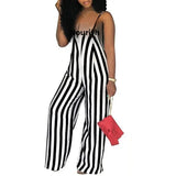 Purpdrank  Sexy Striped One-Piece Pants Casual Wide Leg Leisure Bridesmaid Women's Jumpsuits Strapless Gown with Belt at Front