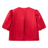 Purpdrank  Spring New Women's Fashion Style Loose and Versatile Satin Bubble Sleeves Loose Short Top
