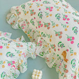 Purpdrank  Cute Floral Duvet Cover Set Ins Korean Style with Flat Sheet Pillowcase No filler Washed Cotton Queen Full Twin Home Bed Linen