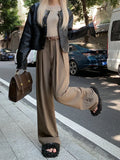 Purpdrank  High Quality Wide Leg Pants Women Streetwear Black Baggy Suit Pants Summer Korean High Waist Casual All Match Straight Trousers