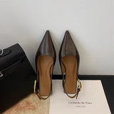 Purpdrank  Summer Pointed Toe Women Sandals Fashion Singbacks Mules Shoes Ladies Elegant Low Heel Stripper Party Sandalias