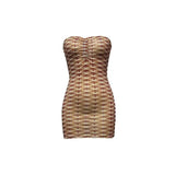 Purpdrank  American Spice Girl Style Printed Tube Top Backless Short Skirt Sexy Slim Trousers Suit on Summer Street