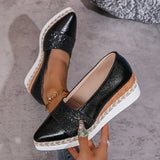 Purpdrank  Women's Casual Breathable Woven Raffia Rope Platform Slip-On Shoes round Toe Mid Heel PVC Outsole Comfortable Autumn Season