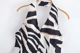 Purpdrank  Striped Prints Pants Set Women 2 Piece Spring BacklessWaistcoat With Button Wide Leg Casual Trousers Women Outfit