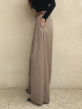 Purpdrank  Spring Elegant Women's Wide Leg Pants 2025 New High Waist Solid Korean Casual Loose Trousers Pockets Female