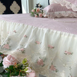Purpdrank  Princess Bed Skirt Sheet Summer Cool Bed Skirt Mattress Lace Bedsheet Not Stuffy Double King Bedspread With 2 Pillowcases